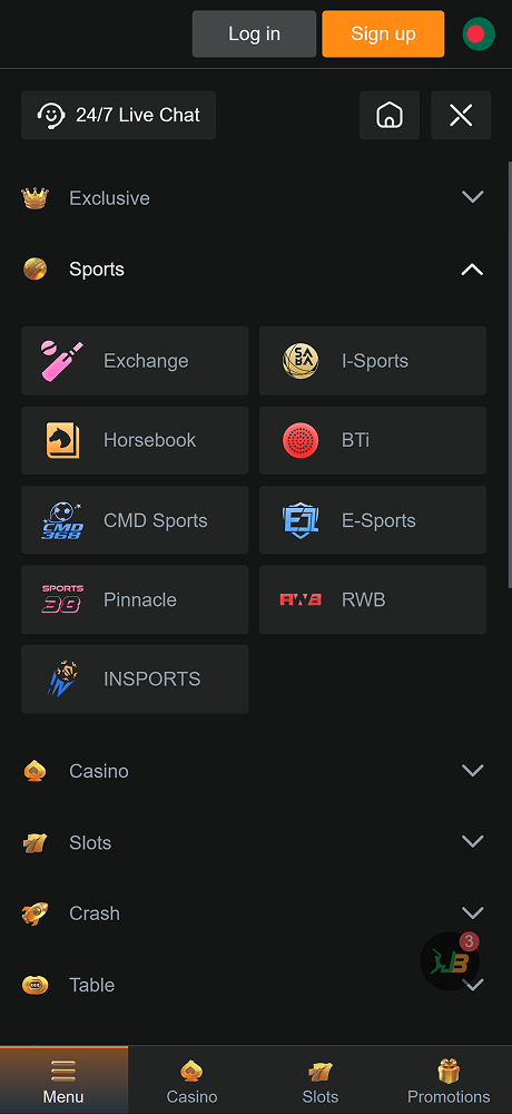 Jeetbuzz অ্যাপের স্ক্রিনশট বেটিং অপশন