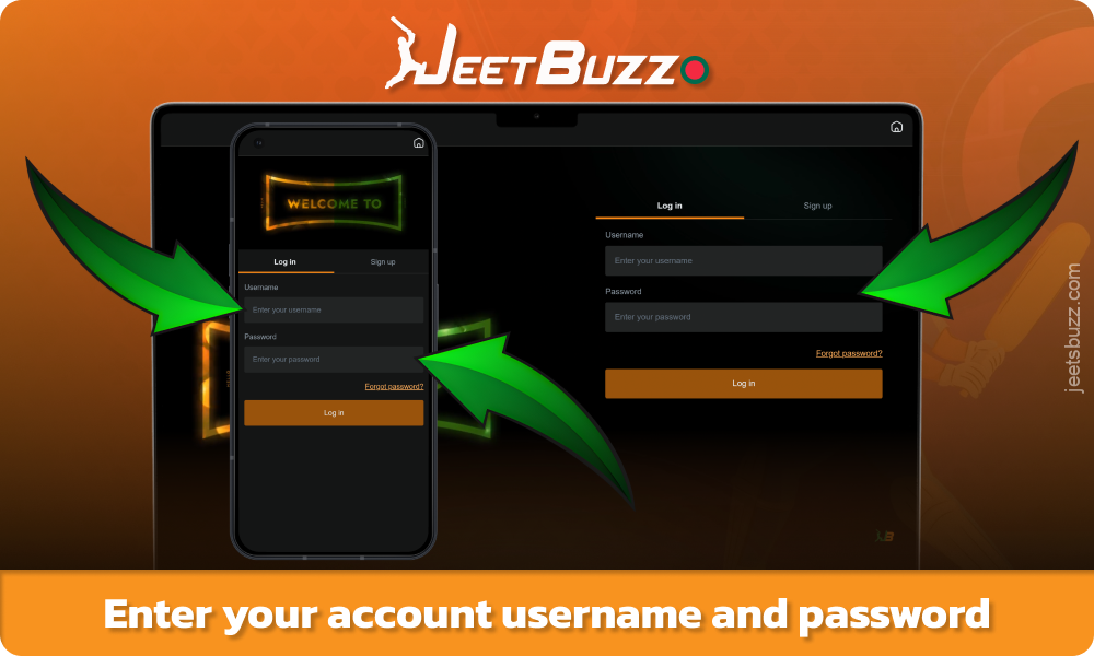 Enter your username and password to log in to your Jeetbuzz Bangladesh account